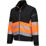 Portwest PW375 PW3 Black/Orange Hi Vis Class 1 Softshell Jacket (3L)