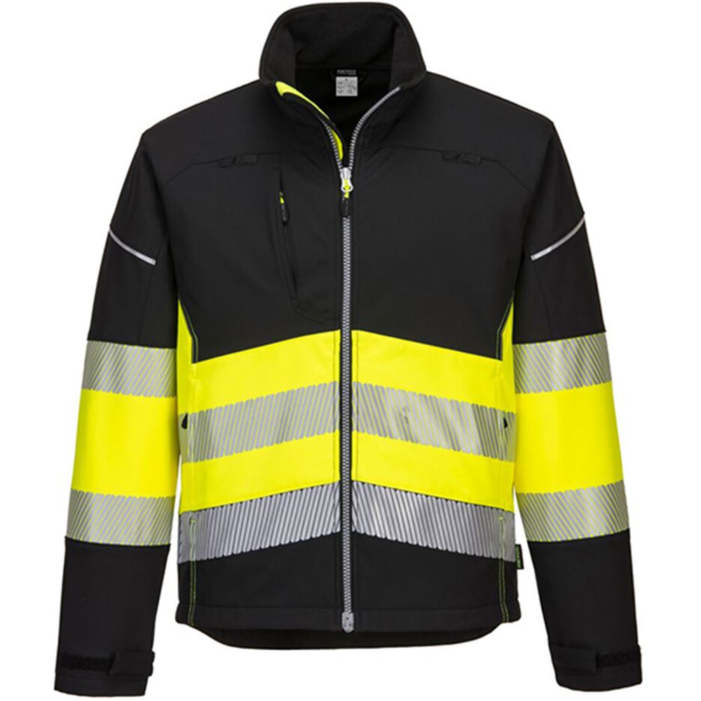 Portwest PW375 PW3 Black/Yellow Hi Vis Class 1 Softshell Jacket (3L)
