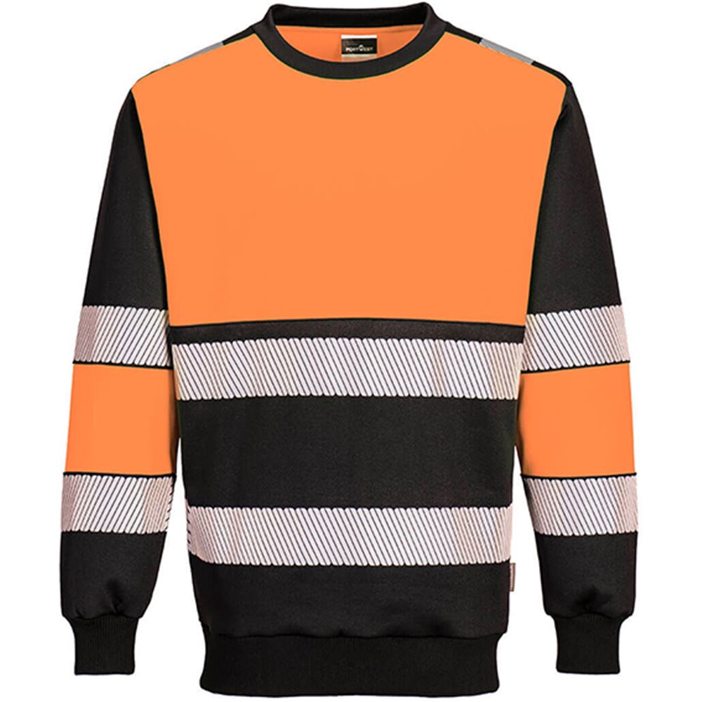 Portwest PW376 PW3 Orange/Black Polycotton Hi Vis Sweatshirt