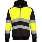 Portwest PW377 PW3 Yellow/Black Class 1 Hi Vis Zipped Winter Hoodie