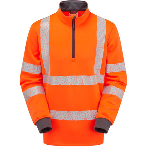 Pulsar React RCT805 Rail Orange Recycled Quarter Zip Hi Vis Sweatshirt