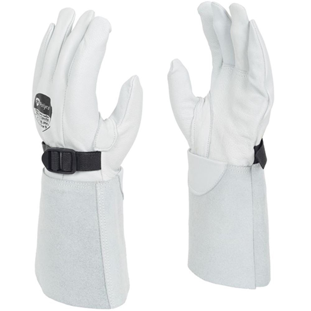 Polyco SuperGlove RE-PRO Leather Volt Protector Gauntlet with Buckle - Worn Over Electricians Gloves