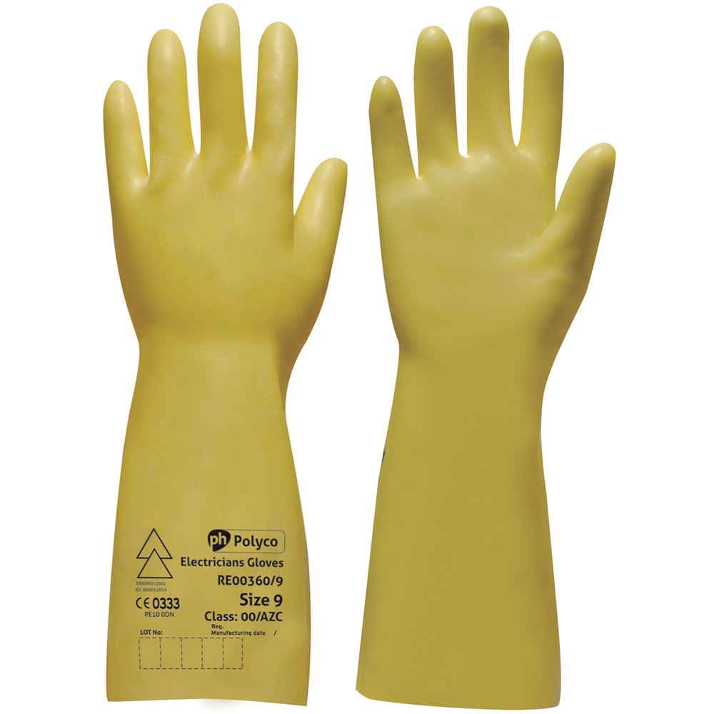 Polyco RE00360 Electricians Gloves 500V Class 00