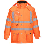 Portwest RT27 RIS Orange Padded Waterproof 7 in 1 Hi Vis Jacket