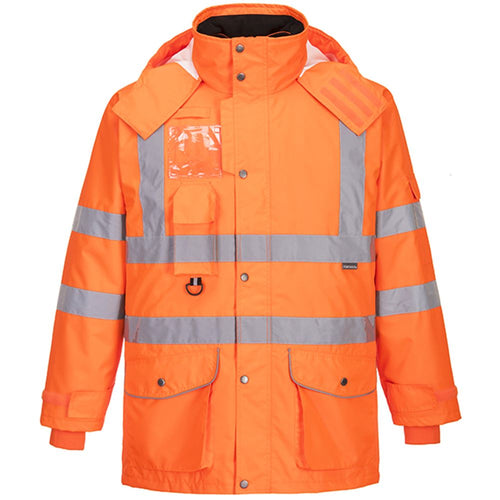 Portwest RT27 RIS Orange Padded Waterproof 7 in 1 Hi Vis Jacket