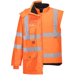 Portwest RT27 RIS Orange Padded Waterproof 7 in 1 Hi Vis Jacket