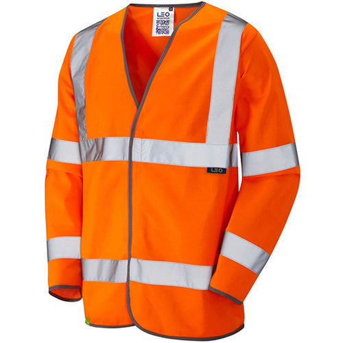 Leo Workwear Shirwell Orange EcoViz Long Sleeve Hi Vis Vest