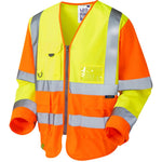 Leo Workwear Wrafton EcoViz Two Tone Long Sleeve Superior Zipped Hi Vis Vest