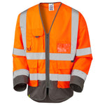 Leo Workwear Wrafton EcoViz Two Tone Long Sleeve Superior Zipped Hi Vis Vest