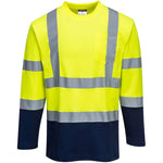 Portwest S280 Yellow/Navy Two Tone Polycotton Long Sleeved Hi Vis T Shirt
