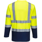 Portwest S280 Yellow/Navy Two Tone Polycotton Long Sleeved Hi Vis T Shirt