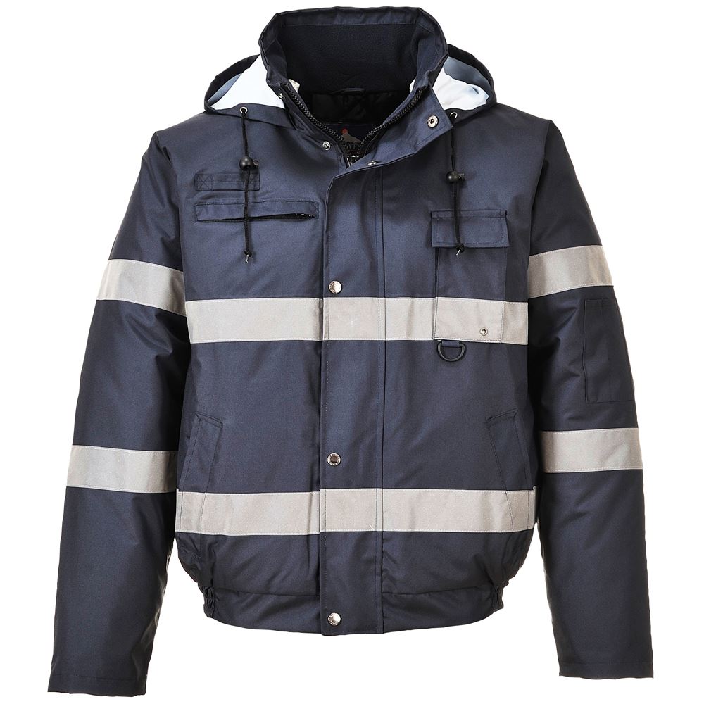 Portwest S434 Navy Iona Lite Reflective Padded Waterproof Hi Vis Bomber Jacket