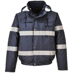 Portwest S434 Navy Iona Lite Reflective Padded Waterproof Hi Vis Bomber Jacket