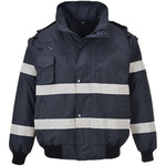 Portwest S435 Navy Reflective Iona Padded Waterproof 4-in-1 Hi Vis Bomber Jacket
