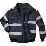 Portwest S435 Navy Reflective Iona Padded Waterproof 4-in-1 Hi Vis Bomber Jacket