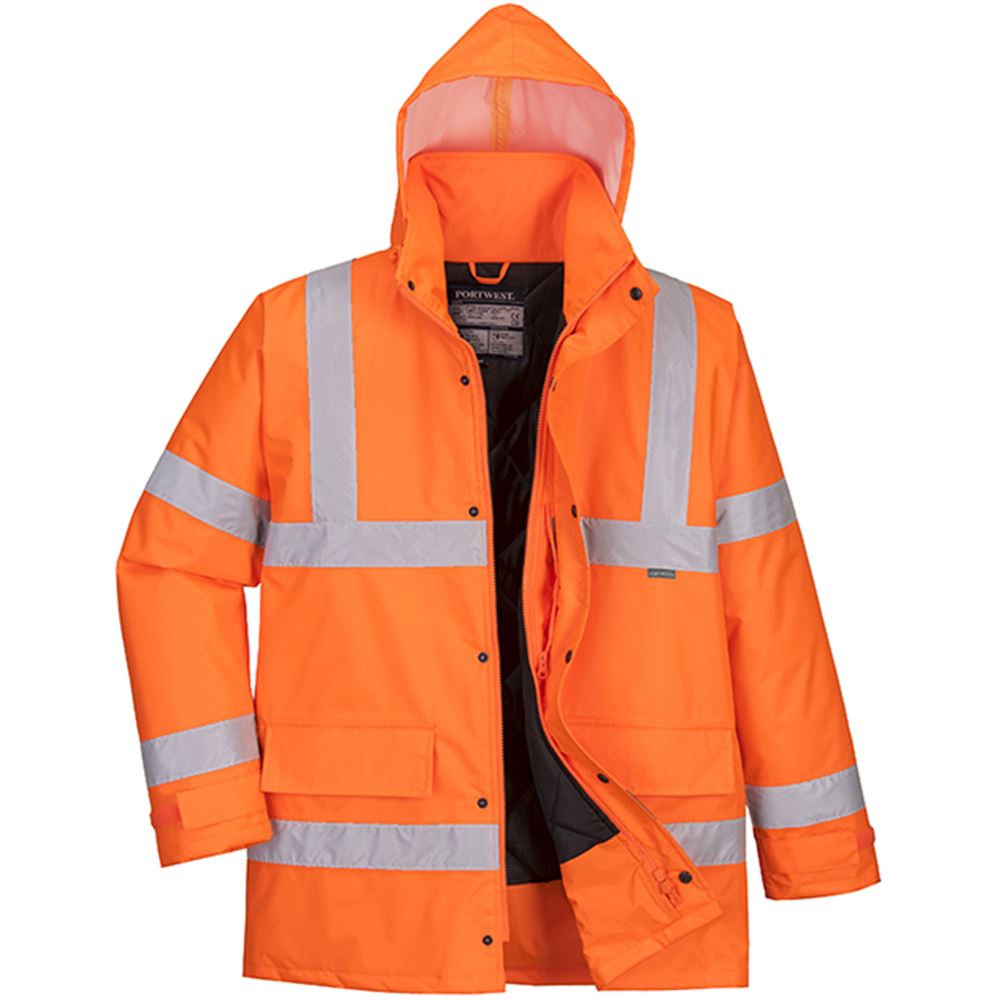 Portwest S460 Orange Padded Waterproof Hi Vis Jacket