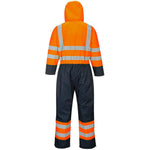 Portwest S485 Orange/Navy Quilt Lined Hi Vis Thermal Waterproof Overalls