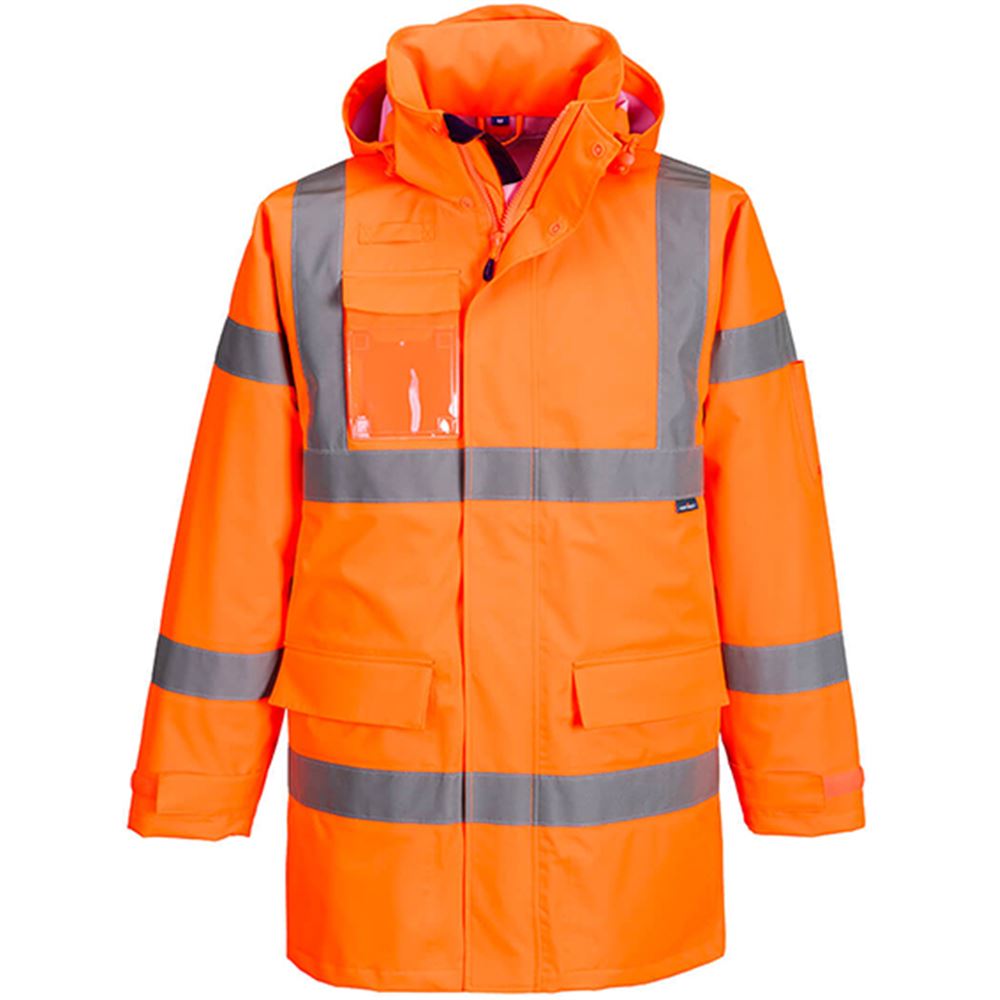 Portwest S599 Orange Extreme Waterproof Breathable Hi Vis Rain Jacket (3L)