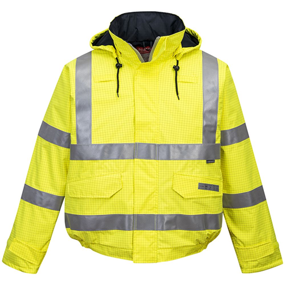 Portwest S773 Yellow Bizflame Rain Padded Waterproof Flame Resistant Anti Static Hi Vis Bomber Jacket