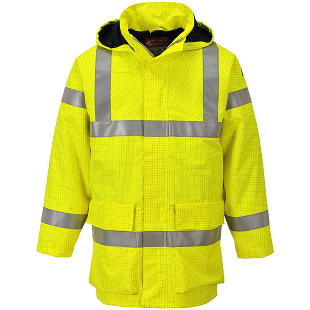 Portwest S774 Yellow Bizflame Rain Waterproof Flame Resistant Anti Static Hi Vis Jacket
