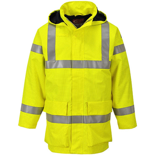 Portwest S774 Yellow Bizflame Rain Waterproof Flame Resistant Anti Static Hi Vis Jacket