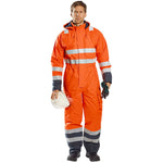 Portwest S775 Orange/Navy Bizflame Rain Padded Waterproof Flame Resistant Anti Static Hi Vis Coverall
