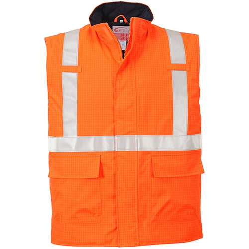 Portwest S776 Orange Bizflame Rain Padded Flame Resistant Anti Static Hi Vis Bodywarmer