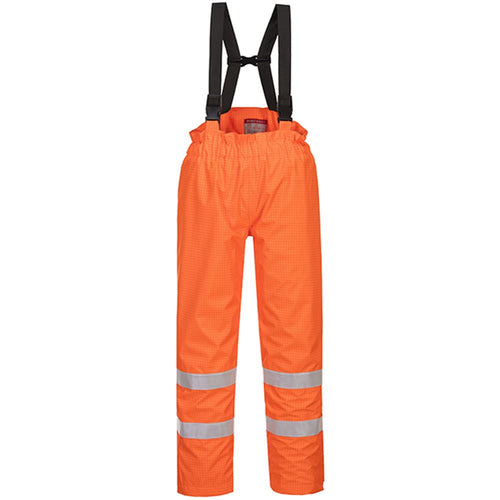 Portwest S781 Orange Bizflame Rain Lined Waterproof Flame Retardant Anti Static Hi Vis Trousers