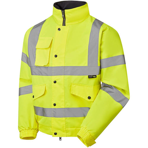 Supertouch Yellow Hi Vis Fleece Lined Waterproof Padded Bomber Jacket