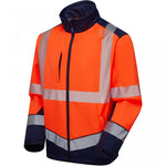 Leo Workwear Bowden Orange/Navy EcoViz Hi Vis Softshell Jacket (3L)