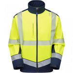 Leo Workwear Bowden Yellow/Navy EcoViz Hi Vis Softshell Jacket (3L)