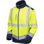 Leo Workwear Bowden Yellow/Navy EcoViz Hi Vis Softshell Jacket (3L)