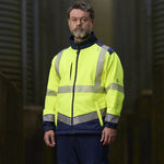 Leo Workwear Bowden Yellow/Navy EcoViz Hi Vis Softshell Jacket (3L)