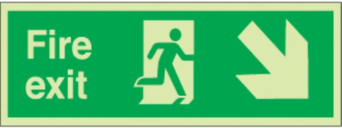 fire exit running man right arrow diag. down right