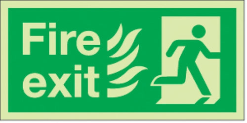 fire exit flames man