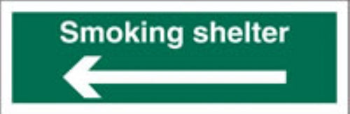 smoking shelter (arrow left)