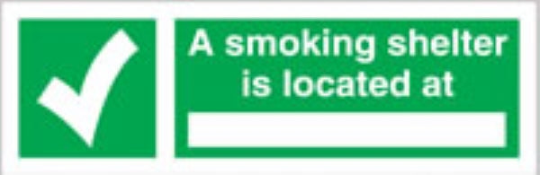 A smoking shelter is located at