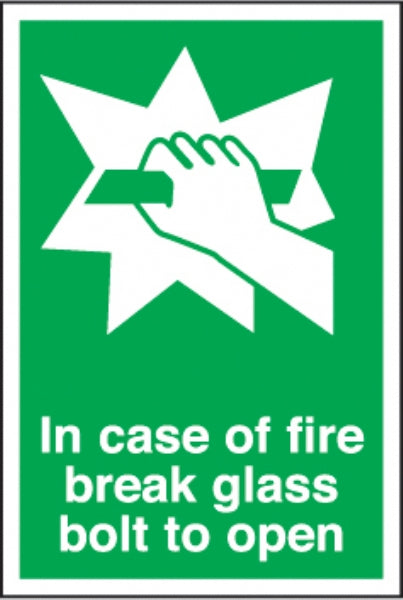 fire break glass/ bolt to open