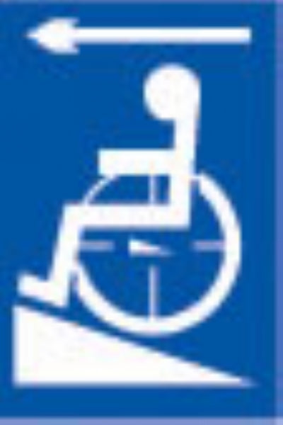 disabled ramp - arrow left (white & blue)