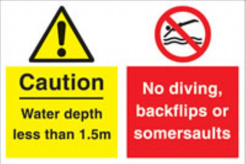 caution water depth.... no diving....