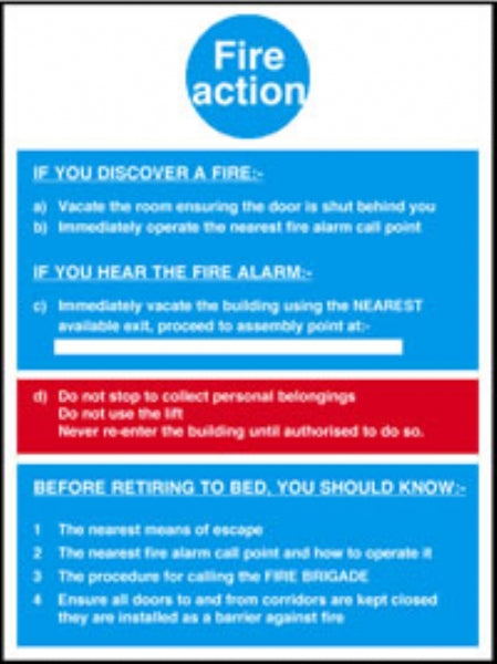 fire action retiring to bed