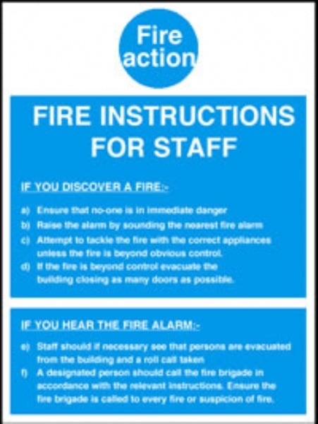 fire instructions to staff