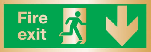 fire exit arrow down (Brushed Aluminium)