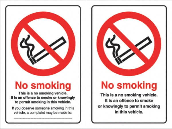 no smoking  doublesided  vehicle sticker