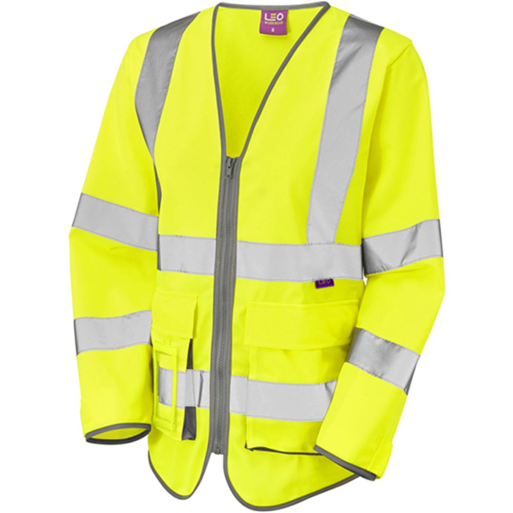 Leo Workwear Beaworthy Yellow EcoViz Women's Long Sleeve Superior Hi Vis Vest
