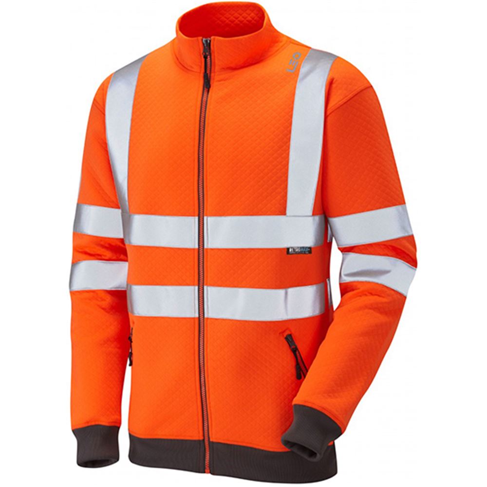 Leo Workwear Libbaton Orange EcoViz Polycotton Zipped Hi Vis Track Top