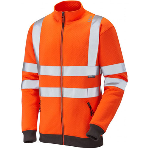 Leo Workwear Libbaton Orange EcoViz Polycotton Zipped Hi Vis Track Top