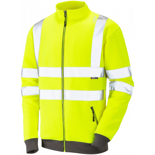 Leo Workwear Libbaton Yellow EcoViz Polycotton Zipped Hi Vis Track Top