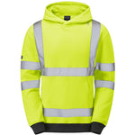 Leo Workwear Goodleigh Yellow EcoViz Hi Vis Hooded Sweatshirt