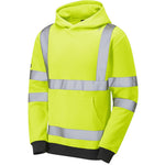 Leo Workwear Goodleigh Yellow EcoViz Hi Vis Hooded Sweatshirt